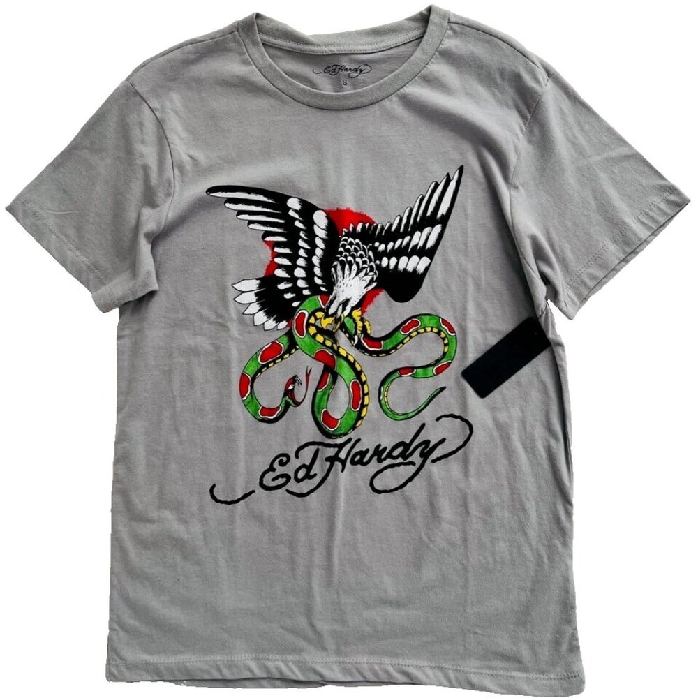 Ed Hardy Eagle Snake Print Tee Grey ( S )